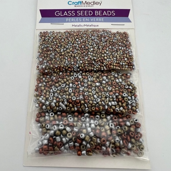 🆕 NEW Metallic Glass Seed Beads Perles en verre métalliques (3 Sizes Included) - Picture 4 of 5